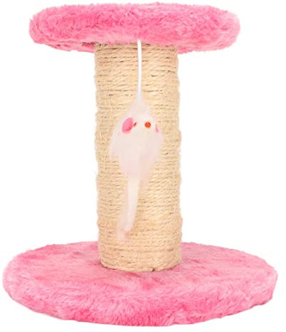 Katzenkratzbaum Interaktiver weicher Plüsch 2 Schichten Sisalseil Kratzbaum Kleine Kätzchen Kratzbaum Kletterbaum Kätzchen Spielturm mit hängenden Spielzeug für Indoor Katzen Kätzchen (Rosa)