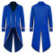 FYMNSI Herren Gothic Steampunk Frack Mantel M?nner Langes Smoking Mittelalter Viktorianischen Retro Jacke mit Waistcoat Uniform Karneval Fasching Halloween Kost?m Party Cosplay 2# Blau L