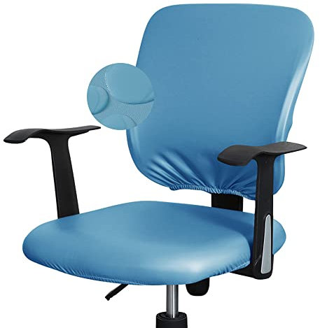 Bestenrose Bürostuhl Stuhlhussen Bezug PU Leder Stuhlbezug Bürostuhl wasserdichte Stretch Stuhlüberzug Stuhl Husse für Computer Armlehnen Stühle (Blau, Packung mit 2 Stück)