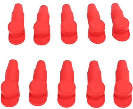 10PCS Battery Terminal Covers, Terminal Cover Silicone Red Alternator Battery Stud Terminal Protector Relacement for 10‑2AWG Wire (Red)