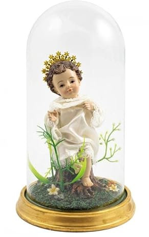 DRW Jesuskind im Fanal aus Harz, handbemalt, 15 cm