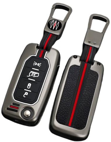 OTMIK Coque de clé de voiture en alliage de zinc pour Jeep Renegade 2 ou 4 boutons pliables avec boutons fluorescents (4 boutons mats)