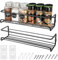 2 Pezzi Porta Spezie per Cucina, Portaspezie da Appendere con Ganci Autoadesivi e Viti, senza Perforazione, Porta Spezie per Cucina da Parete per Cucina Bagno, Nero - 29×6,8×6,5CM