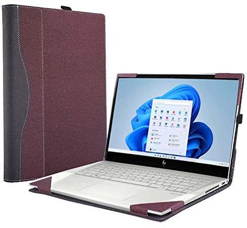 Housse de protection 2 en 1 en cuir PU pour ordinateur portable Hp Envy X360 15-fe/15t-fe/15t/15z/15-ed/15-er/15t-es100 (rouge vin)