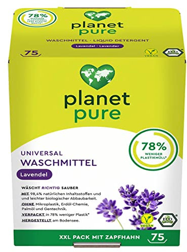 PLANET PURE Universal Waschmittel 75 WL, Lavendel, 98,4% natürliche Inhaltsstoffe