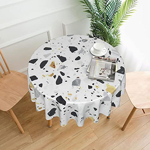 Bedruckter Italienischer Marmor, Tischdecke, wasserfest, staubdicht, runde Tischdekoration, knitterfrei, Tischtuch – 60 Zoll