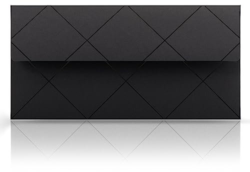 10 Briefumschläge Kuverts Schwarz 110 x 220 mm für Grußkarten Gutscheine Geldgeschenke Einladungsumschläge Geometrisches Muster Rauten
