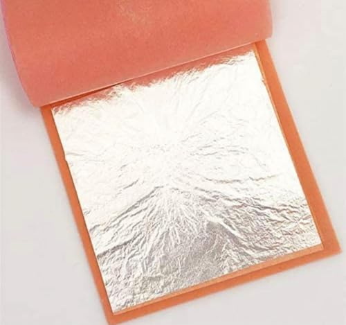 GLC Pure 99.99% Edible Silver Leaf Varak (waraq) – Food Grade Silver Foil Sheets 50 Pack (3 x 5 Inch) for Cake Decorating, Indian Sweets & Dessert Garnish