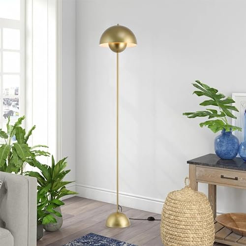 SUNLLOK Moderne Industrie LED Stehlampe Stehtischlampe - Vintage Eckregal Bett Leselampe Steh Schreibtischlampe - Tageslichtlampe Standleuchte Deko für Wohnzimmer Schlafzimmer, fassung e27 (Gold)