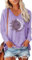 Teesho Damen Tshirt Langarm V Ausschnitt Oberteile Basic Shirts Casual Longshirt Drucken Pullover Herbst Tops Tunika（HellLila/L
