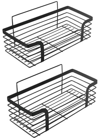 Ibergrif M34036B Duschablage & Badregal ohne Bohren – 2er Set aus rostfreiem Edelstahl, platzsparendes Eckregal für kleine Badezimmer, modernes Design, Schwarz