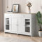I0I&I0I Rustikaler Landhausstil Sideboard mit Glasfront (Weiß und Holzfarbe)