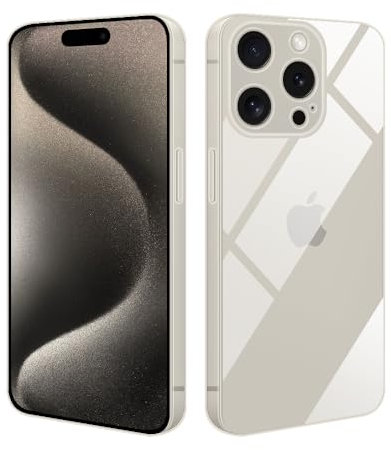 HSP - Custodia per Apple iPhone 15 Pro [antipolvere, in silicone TPU di alta qualità, antigraffio, antiurto, pellicola protettiva per la fotocamera, trasparente, trasparente
