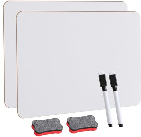Lot de 2 Petits Tableaux Blancs,ardoise blanche effacable,8,2x11,8 Pouces, Tableaux Blancs Portables pour Étudiants, Salles de Classe, Maison et Bureau.