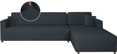 Ystyle Couchbezug L Form Stretch, Sofabezug Sofabezug Ecksofa L Form, Universal Sofa Überzug Ecksofa, Couch Cover L Shape Sofaschoner Schonbezug (2 Sitzer+3 Sitzer, Dunkelgrau)