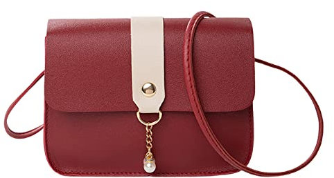 Umhängetaschen Laptop Damen-Umhängetasche, modische Perlenanhänger, weiche Lederschnalle, leichte und vielseitige Umhängetasche Festplatten Taschen (RD2, One Size)