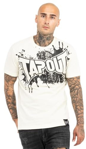 Tapout Herren T-Shirt Normale Passform Splashed, Ecru/Black, S