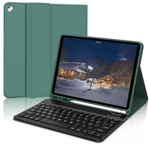 Cover iPad 6 Generazione con Tastiera, Tastiera iPad 6 Generazione, Tastiera iPad 9.7, Custodia Tastiera Italiano Bluetooth staccabile per iPad 5, ipad pro 9.7, iPad Air 2, iPad Air 1, Verde scuro