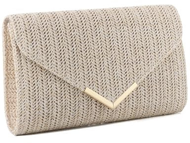 LHHMZ Bolso de mano de paja para mujer Clutch de rafia y ratán Bolso de playa tejido Embrague de fiesta de viaje de boda