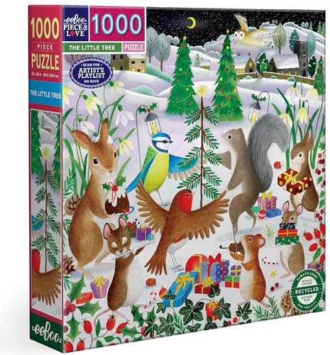 eeBoo - 1000-teiliges quadratisches Puzzle 'The Little Tree' - Erwachsenen-Puzzle, 58 x 58 cm, inklusive Bildreferenzeinsatz, glänzende Teile