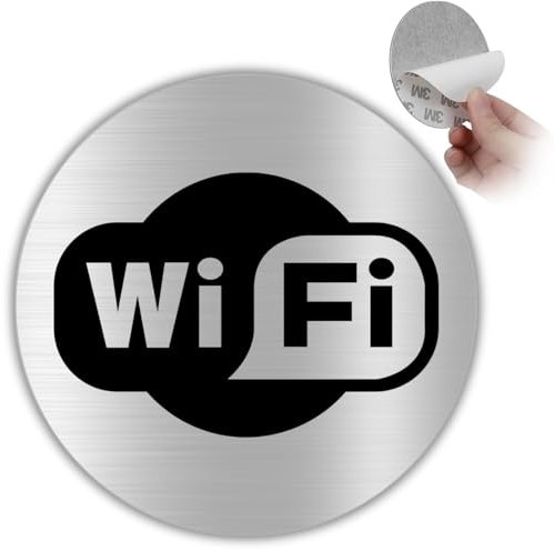 LEIASA Panneau adhésif WiFi - Épaisseur 0,6 mm - Diamètre Ø 100 mm - Aluminium - Signalisation Zone WiFi - Signe WiFi - Panneau adhésif WiFi