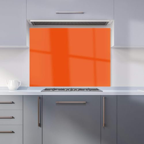Warren Reed - Designer Premium Burnt Orange Kitchen Splashback 6mm Toughened Glass Kitchen Splashback – Heat Resistant Splashback for Kitchens, Perfect for Cookers and Hobs, Polished Edges