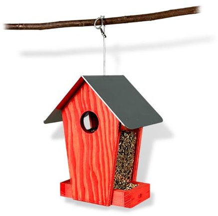 GARTENETAGE Streufuttersilo Schweden – Bunte Vogelfütterung für Ihren Garten, Wetterfestes Design, Einfache Handhabung, Für Wildvögel, Robuste Materialien (Rot)