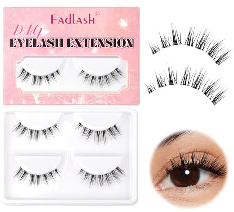 FADLASH Volumen Wimpern Wimpern, 3D Fake Lashes Natürlich Look, Natürlicher Look ausgestellte Falsche Weiche flauschige Wimpern Wiederverwendbare Künstliche Wimpern, 2 Mini Box (Schwarz)