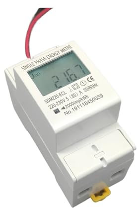 AIRUIXI Parafoudre de Protection Contre Les surtensions 6pcs 80A Din Rail monophasé Deux Fils Affichage numérique consommation d'énergie Compteur électrique kWh AC 220V 230V 50Hz/60Hz(with Backlight)