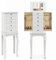 COSTWAY Freestanding Jewellery Cabinet, Wooden Jewelry Armoire with Flip Up Mirror, Top Compartment, 2 Side Doors and 4 Drawers, Bedroom Floor Makeup Jewellery Organiser Storage Chest Box, White