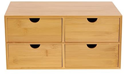 Schreibtisch-Organizer aus Bambus mit 4 Schubladen zur Aufbewahrung einer Vielzahl von Alltagsgegenständen, geeignet für das Büro (Holzfarbe)