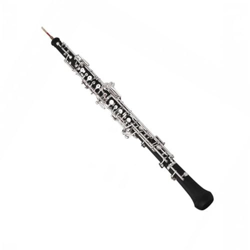 HDYNUZ Oboe con Llave en C, Estilo semiautomático, Teclas Plateadas, Instrumento de Viento de Madera con lengüeta, Guantes, Estuche de Cuero para Principiantes y Profesionales