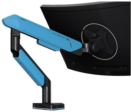 Einzel-Monitorhalterung für 43,2 cm (42 Zoll) Bildschirme, 15 kg Kapazität, verstellbare Gasfeder, 31 RGB-Beleuchtungsmodi, USB-Port, C-Klemme und Tülle, Schreibtischständer