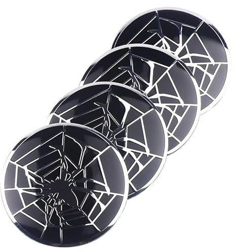 4 STK Auto Emblem Nabendeckel Set Spinne Aufkleber Sticker Nabenkappe Spider Skull Ø56mm Emblem