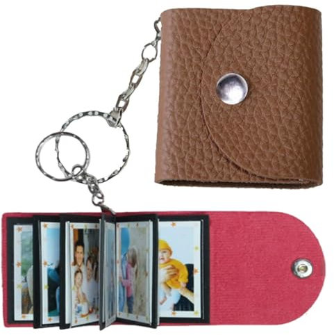 Vonavira Mini Fotoalbum Schlüsselanhänger, personalisierter Schlüsselanhänger mit Foto, DIY Leder Fotobuch, kleines Taschenalbum Geschenk für Familie, Freunde, Paare
