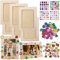 Bilderrahmen Holz Set zum Bemalen 6 Stück,Holzrahmen Holzbilderrahmen zum Bemalen, DIY Bilderrahmen Bastelset Bemalen Kinder mit 3 Glitzersteine Glitter Moosgummi Sticker 3D Aufkleber zum Basteln