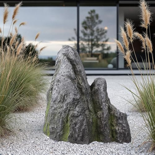 Arnusa Rocher artificiel - Décoration de jardin - En polyrésine - Gris - 52 cm