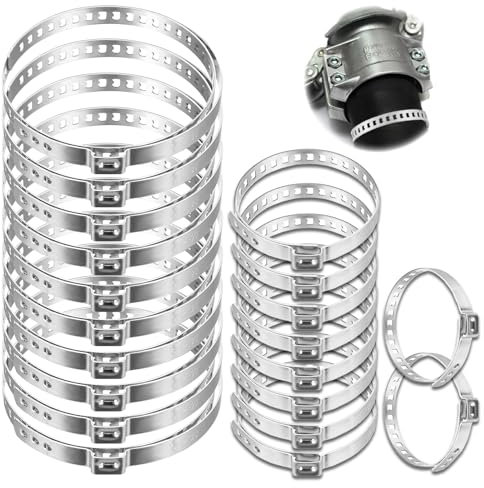Jiavlyx 20 Piezas Abrazaderas De Acero Inoxidable, 10 Piezas 20-50mm/10 Piezas 50-120mm Junta HomocinéTica De Eje Ajustable Universal, CV Abrazadera Para Guardapolvo, Para La Mayoría De Vehículos