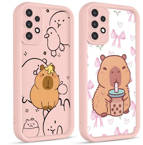 2 Stück Cute Anime Handyhülle für Samsung Galaxy A53 5G Hülle 6.5, Niedlich Karikatur Tier Capybara Aesthetic Muster Design mit Stoßfest TPU Silikon Schutzhülle Dünn Mädchen Bumper Case, Aesthetic
