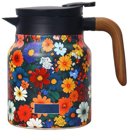 Théière vintage à motif floral - Théière vintage intégrée en acier inoxydable - 800 ml Krf165 (orange, C)