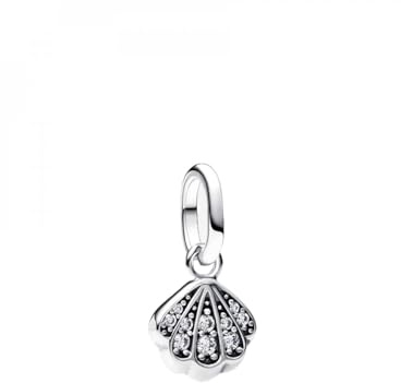 Pandora ME Sparkling Shell Mini Charm Pendant Made of Sterling Silver with Cubic Zirconia, Compatible Me and Moments Pendant, 793855C01, 2,2x10,2x8,2 mm, Sterling Silver, Cubic Zirconia