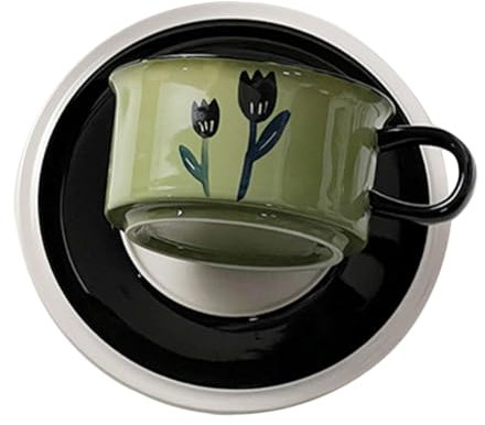COLLBATH Set Di Tazze Da Caffè in Ceramica Con Piattino Tazza Per Acqua Bere Bevande 250 Ml