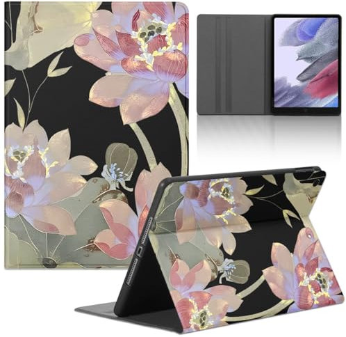 Tablet Cover per Apple iPad Pro (2021/2020/2018) 12.9‘’, Loto Foglia di loto Motivo Aesthetic Custodia con Funzione Pelle PU Holder Flip con Ultra Sottile Antiurto Protezione Case