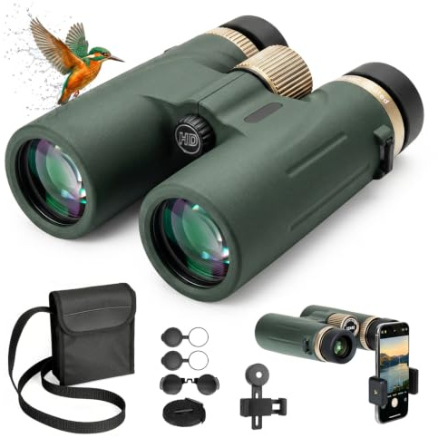 OJTOJT Fernglas 12 x 42 mit BAK4-Prisma, Smartphone-Adapter und Tragetasche | FMC Linse, Smartphone Adapter und Tragetasche, Easy Focus Weitwinkel, für Vogelbeobachtung, Stargazing, Reisen, Wandern