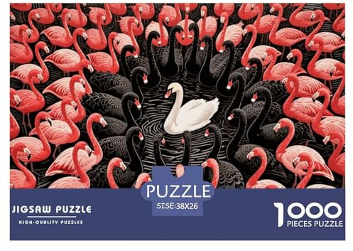 1000 Teile Flamingo Puzzle – Für Erwachsene Und Kinder, Herausforderndes Denkspiel, Schwanschwarm Puzzles, Wohnkultur, Geschenk Für Kinder 38x26cm/1000pcs