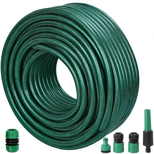 Garden Hose Pipe 5m, Hosepipes for Garden with Spray Nozzle Fittings,Magic Hose with 3/4, 1/2 Fittings,Water Pipe Non Extended Flexible PVC Water Hoses 12mm Inside Diameter Hosepipe (5M)