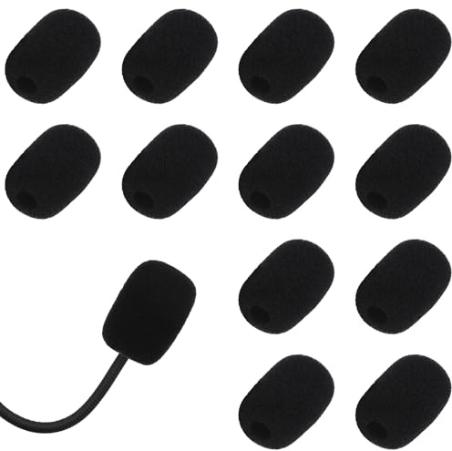 12Pcs High-Density Headset Microphone Covers Foam Windscreen, Windscreen Soft Lapel Mic Covers Pop Filter Replacement Windshield, Microphone Protector for Clear Audio