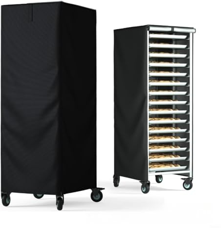 GANCEI 420D Heavy Duty Bakery Rack Cover, Waterproof Dust Protection With Transparent PVC Panel And Ventilation Openings, For 20-Tier Bread Racks(23 x 28 x 64in)
