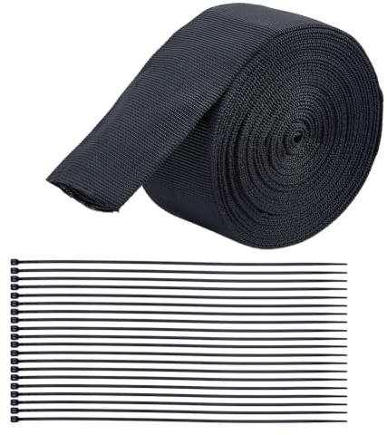 SUPERFINDINGS 1 Rouleau de 6 m 197 ft Gaine de Protection de Tuyau Diamètre Intérieur 5 cm Manchons de Câble de Treuil en Polyester avec 20 Colliers de Serrage Protection de Chaîne d’Ancrage