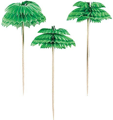 (PKT) Palm Tree Honeycomb Picks 7.6cm (12 pk)